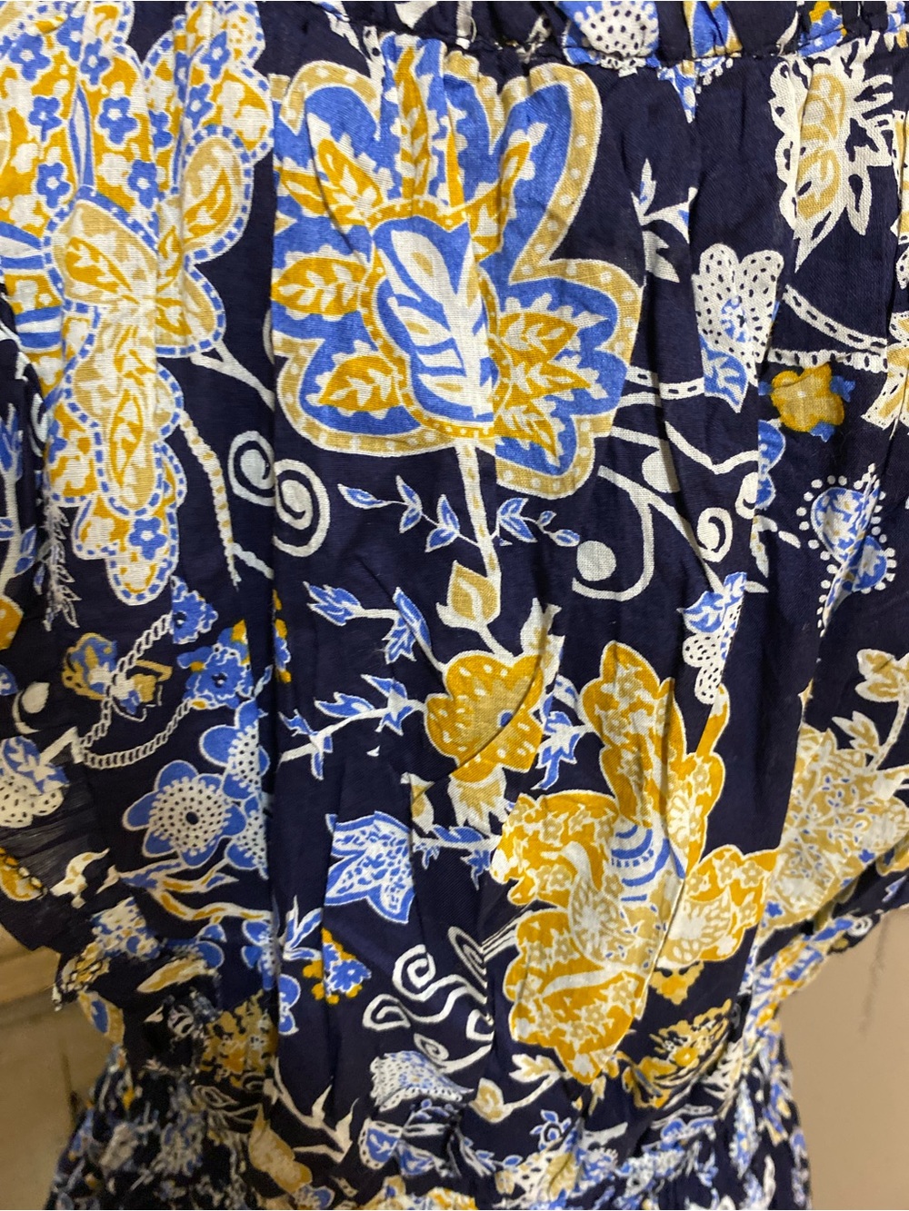 Elan Navy and Yellow Floral Ruffled Midi Dress - Picture 6 of 16
